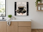 Midnight Teacup Silver Spoon kitchen canvas print on the wall of a kitchen