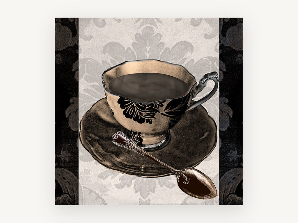 Damask Coffee Cup, kitchen canvas wall art print, front view