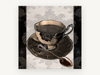 Damask Coffee Cup, kitchen canvas wall art print, front view
