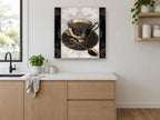 Damask Coffee Cup kitchen canvas print on the wall of a kitchen