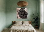 Botanical Place Setting vintage canvas print on the wall of a bedroom