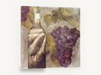 Vineyard Bottle and Grapes, purple grapes wine bottle vineyard art, floral canvas wall art print ready to hang