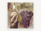 Vineyard Bottle and Grapes, floral canvas wall art print, front view