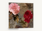 Roses and Songbirds, pink and red roses with birds, floral canvas wall art print ready to hang