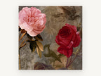 Roses and Songbirds, floral canvas wall art print, front view