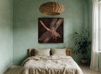 Copper Dragonfly on Timber animal canvas print on the wall of a bedroom