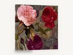 Rose Garden Songbird, pink and red roses with bird, floral canvas wall art print ready to hang