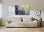 Dusk Peony Silhouettes floral canvas print on the wall of a living room