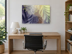 Dusk Peony Silhouettes floral canvas print on the wall of a study