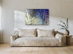 Dusk Peony Silhouettes floral canvas print on the wall of a living room