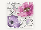 Pink and Lilac Script Poppies, floral canvas wall art print, front view