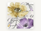 Gold and Violet Poppies, floral canvas wall art print, front view