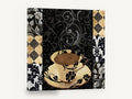 Noir Damask Coffee Cup, coffee cup damask black gold kitchen, kitchen canvas wall art print ready to hang