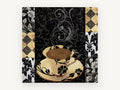 Noir Damask Coffee Cup, kitchen canvas wall art print, front view