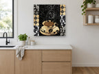Noir Damask Coffee Cup kitchen canvas print on the wall of a kitchen