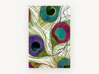 Jewelled Peacock Plumes, peacock feather illustration, animal canvas wall art print, front view