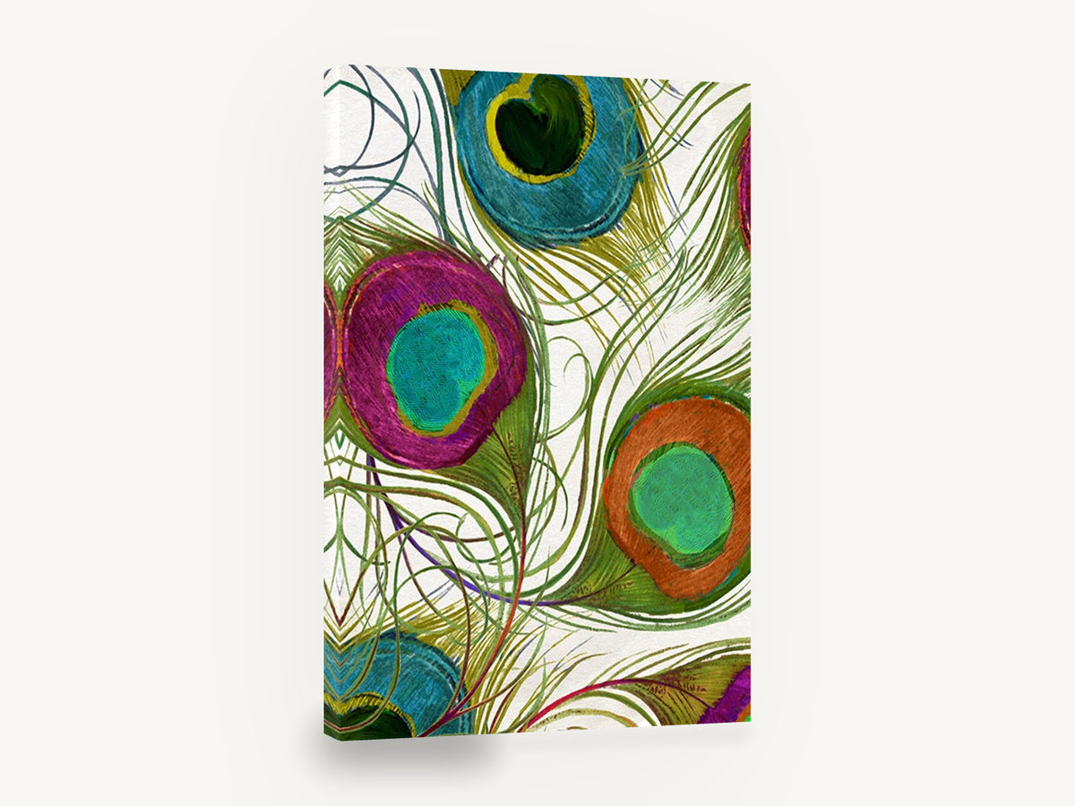 Peacock Eye Swirl, peacock feather illustration close-up, animal canvas wall art print ready to hang