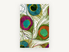 Peacock Eye Swirl, peacock feather illustration close-up, animal canvas wall art print, front view