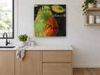 Pear in Many Tongues kitchen canvas print on the wall of a kitchen