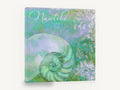 Nautilus Spiral Dreamscape, nautilus shell teal lilac mixed media, coastal canvas wall art print ready to hang