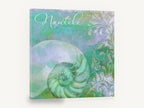 Nautilus Spiral Dreamscape, nautilus shell teal lilac mixed media, coastal canvas wall art print ready to hang
