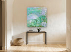 Nautilus Spiral Dreamscape coastal canvas print on the wall of a hallway