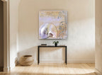 Pearl Nautilus Plage coastal canvas print on the wall of a hallway