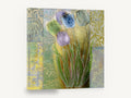 Damask Tulip Quintet, blue purple tulips damask pattern art, floral canvas wall art print ready to hang