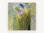 Damask Tulip Quintet, floral canvas wall art print, front view