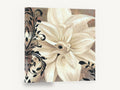 Ivory Bloom Scrollwork, cream lily black scroll floral, floral canvas wall art print ready to hang