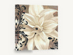 Ivory Bloom Scrollwork, cream lily black scroll floral, floral canvas wall art print ready to hang