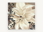 Ivory Bloom Scrollwork, floral canvas wall art print, front view