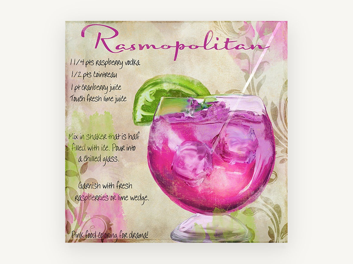 Pink Rasmopolitan Recipe, kitchen canvas wall art print, front view