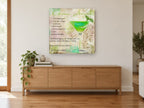 Green Angel Cocktail Recipe kitchen canvas print on the wall of a living room above a sideboard