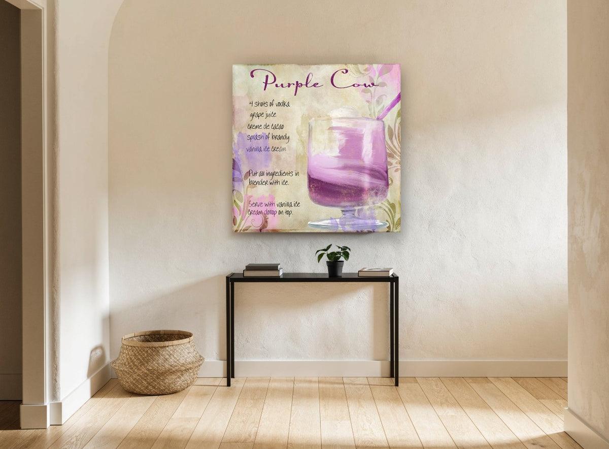 Purple Cow Cocktail Recipe kitchen canvas print on the wall of a hallway
