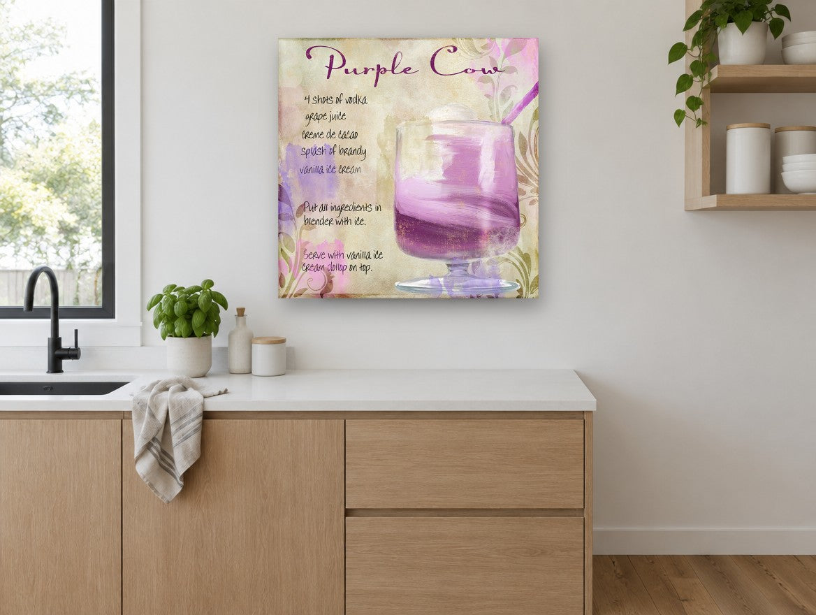 Purple Cow Cocktail Recipe kitchen canvas print on the wall of a kitchen