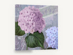 Lilac Hydrangea Postcard, purple hydrangea vintage botanical collage, floral canvas wall art print ready to hang