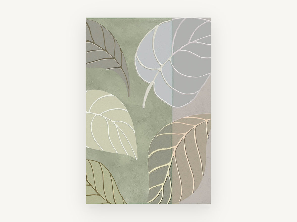 Sage Leaf Panels, floral canvas wall art print, front view