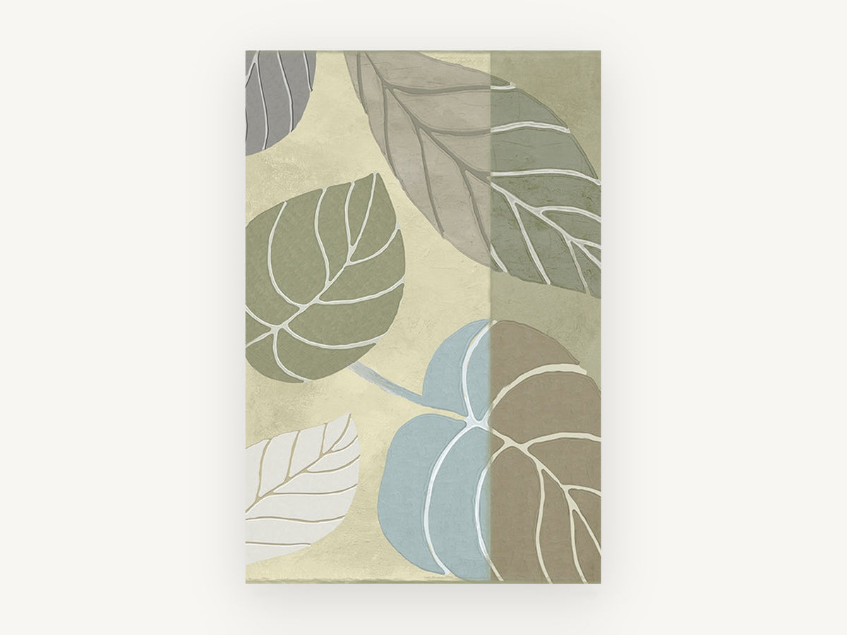 Layered Leaf Panels, floral canvas wall art print, front view