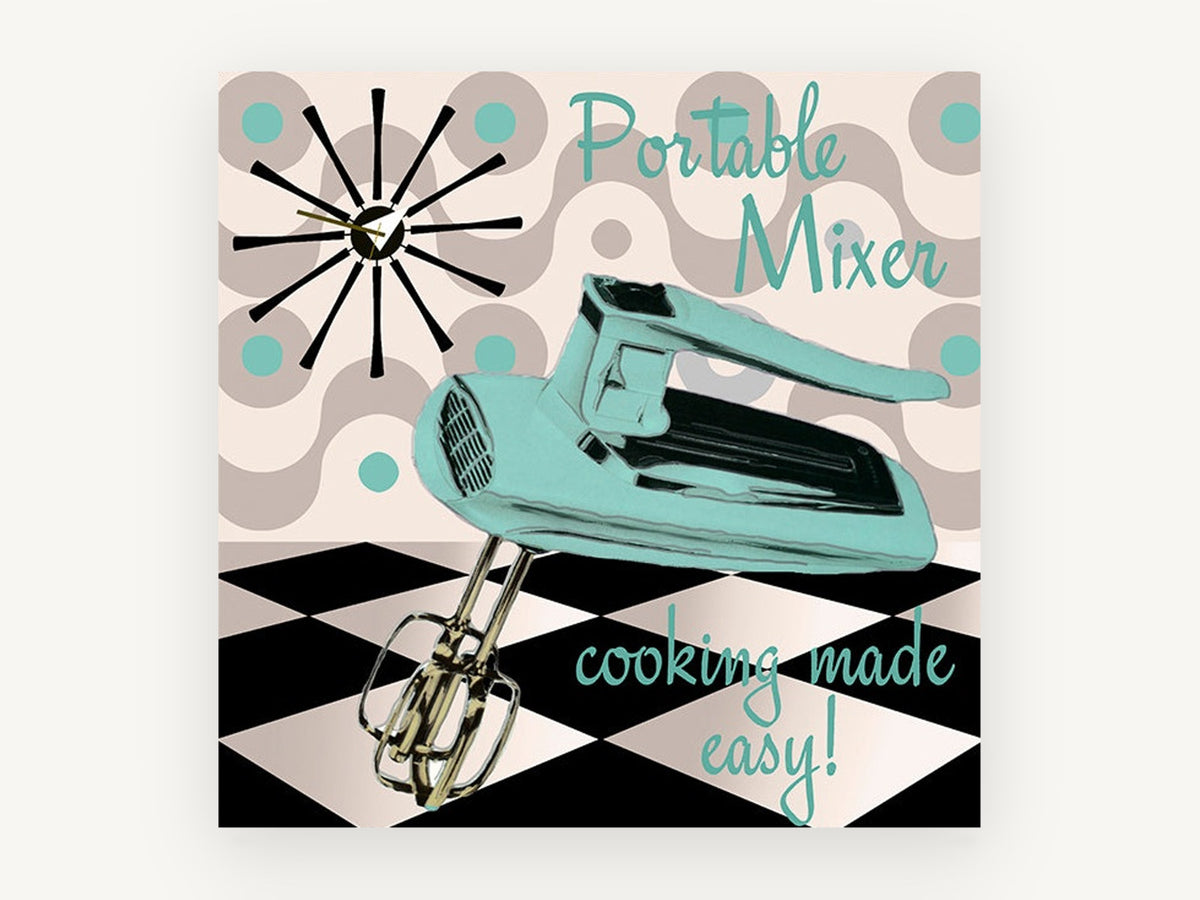 Portable Mixer Kitchen, vintage canvas wall art print, front view