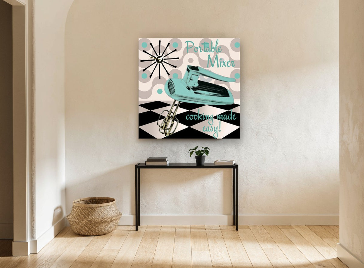 Portable Mixer Kitchen vintage canvas print on the wall of a hallway