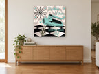 Portable Mixer Kitchen vintage canvas print on the wall of a living room above a sideboard