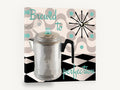 Brewed to Perfection, retro percolator coffee kitchen, stretched canvas wall art print ready to hang