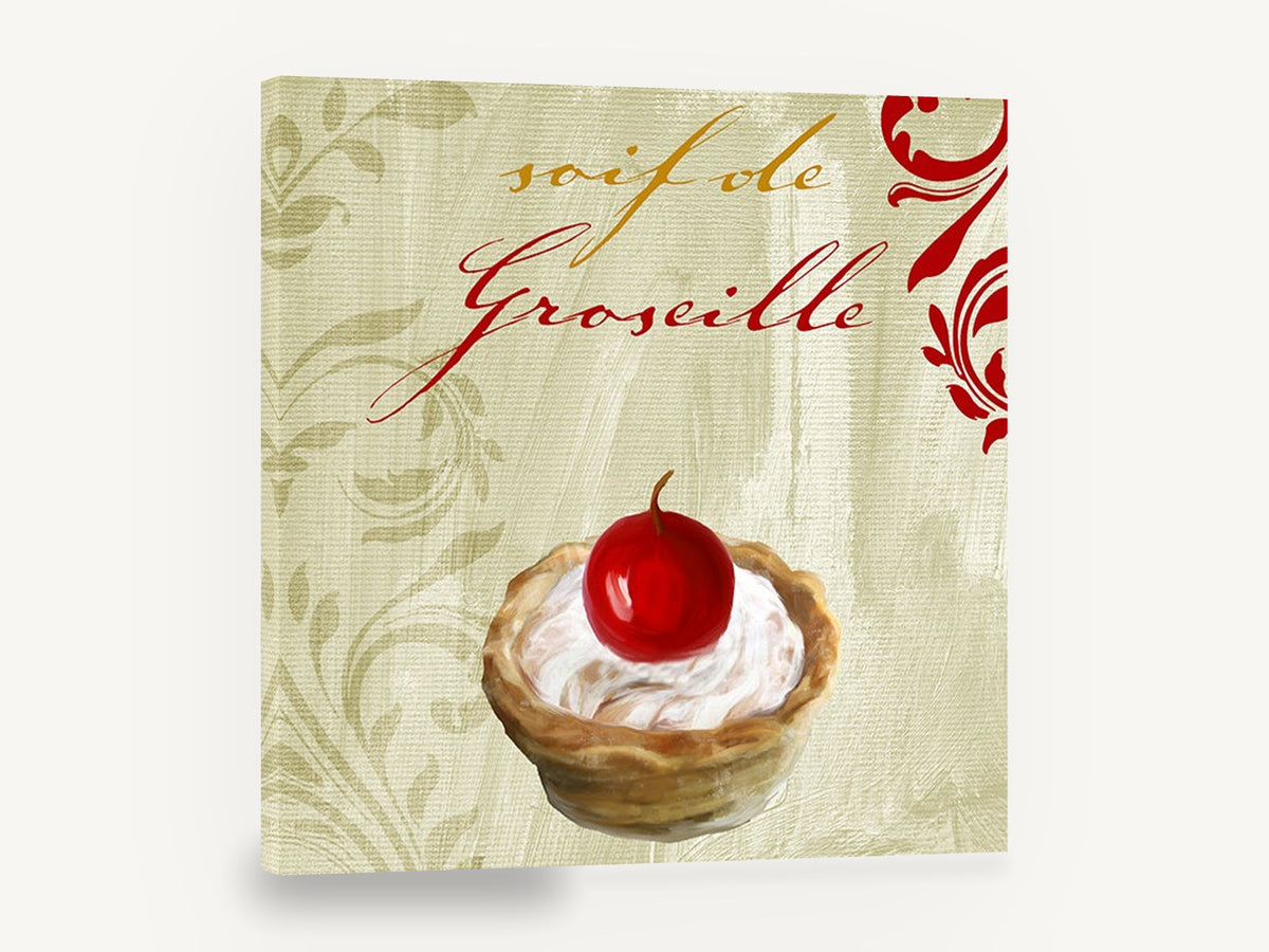 Redcurrant Cream Tart, redcurrant cream tart bakery kitchen, kitchen canvas wall art print ready to hang
