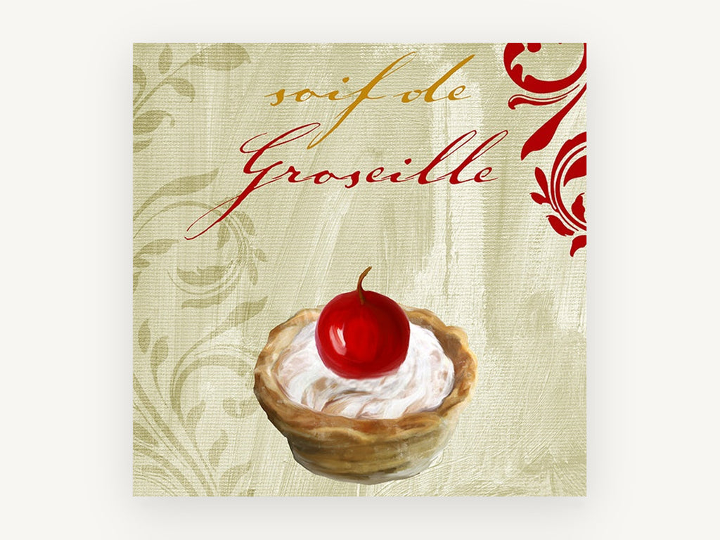 Redcurrant Cream Tart, kitchen canvas wall art print, front view