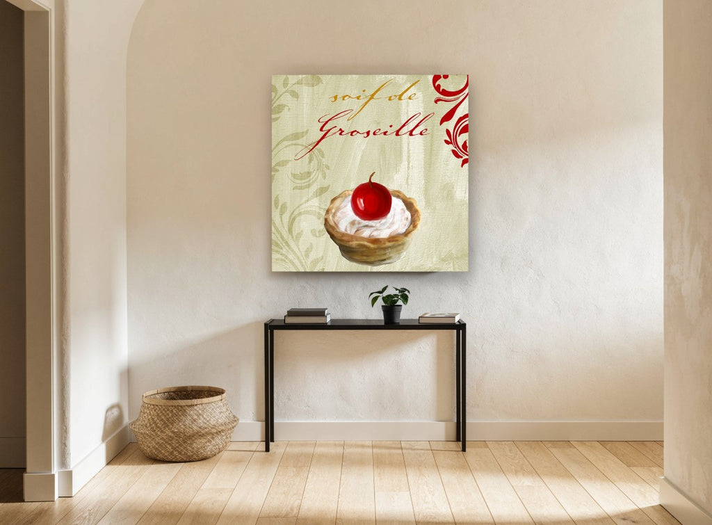 Redcurrant Cream Tart kitchen canvas print on the wall of a hallway