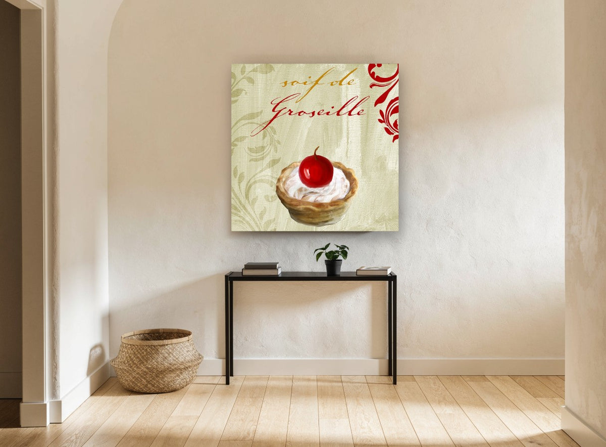 Redcurrant Cream Tart kitchen canvas print on the wall of a hallway