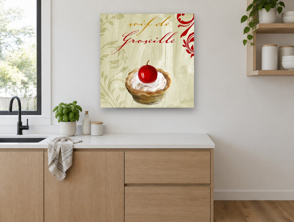 Redcurrant Cream Tart kitchen canvas print on the wall of a kitchen