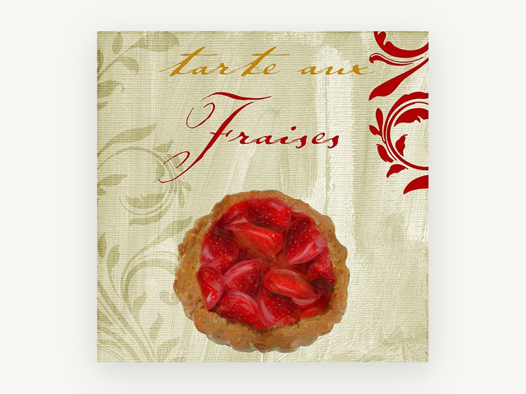 Tarte aux Fraises, kitchen canvas wall art print, front view