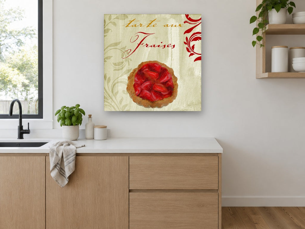 Tarte aux Fraises kitchen canvas print on the wall of a kitchen